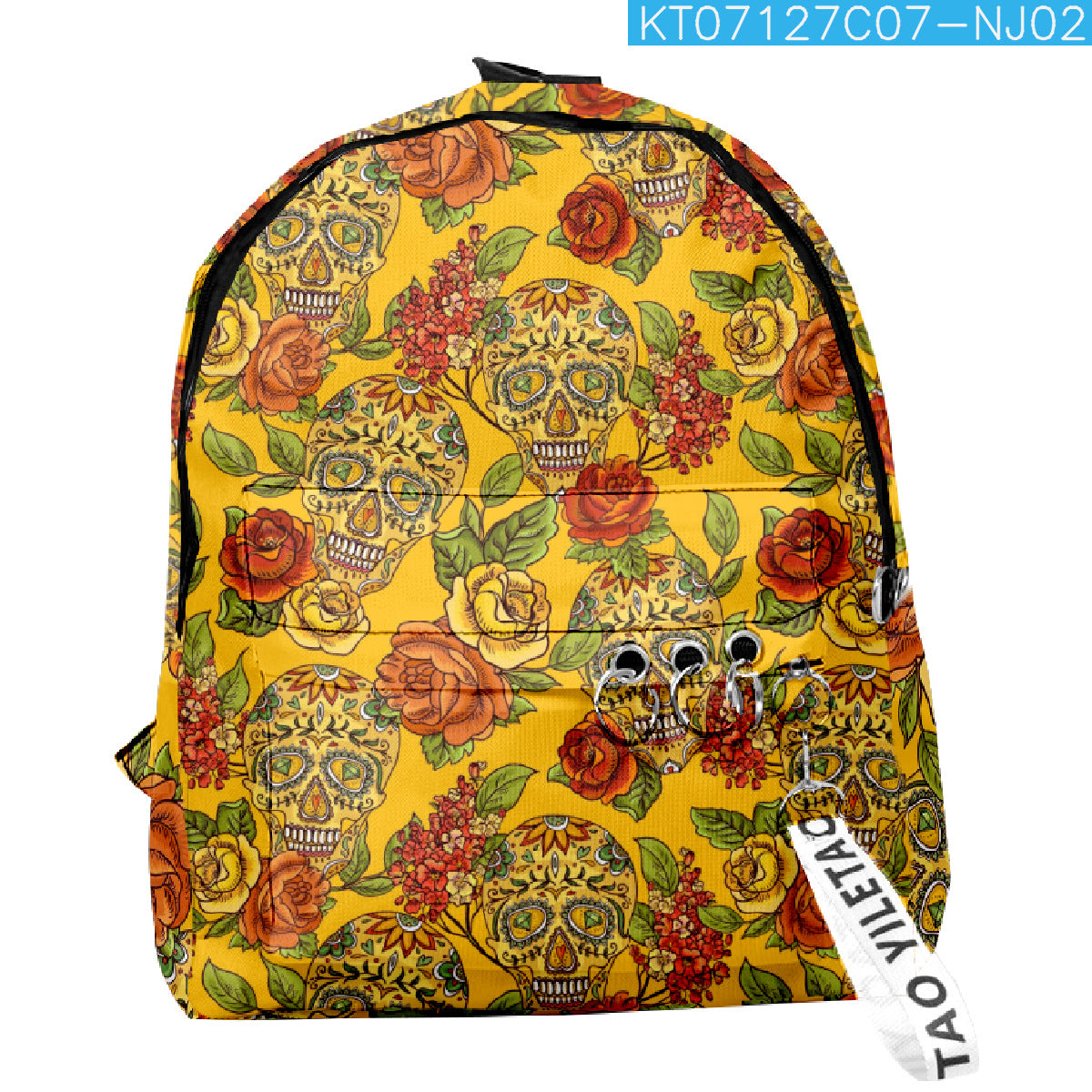 Wholesale 2023 Summer New Flower Skull Oxford Backpack